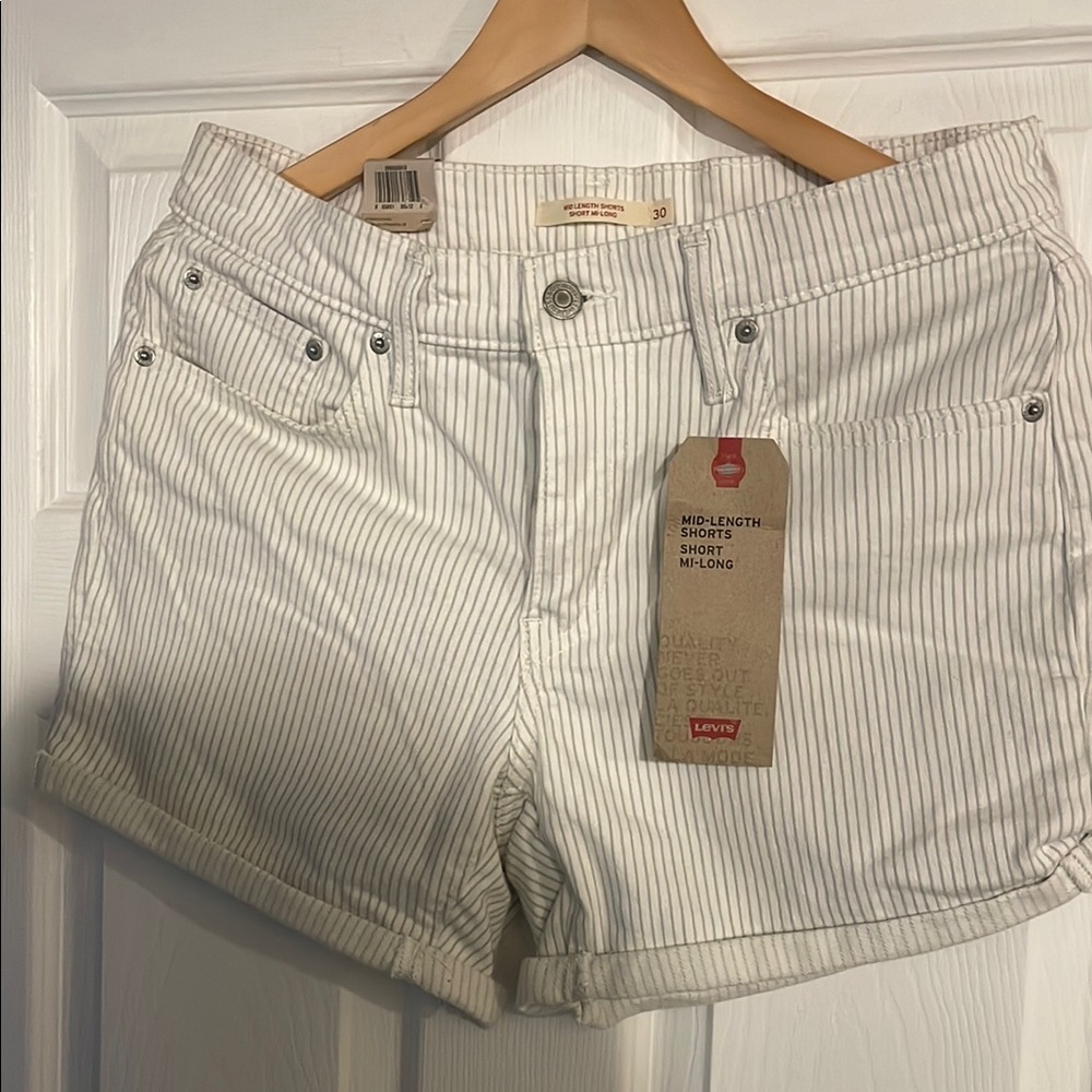 Levi's Women's White Striped Shorts